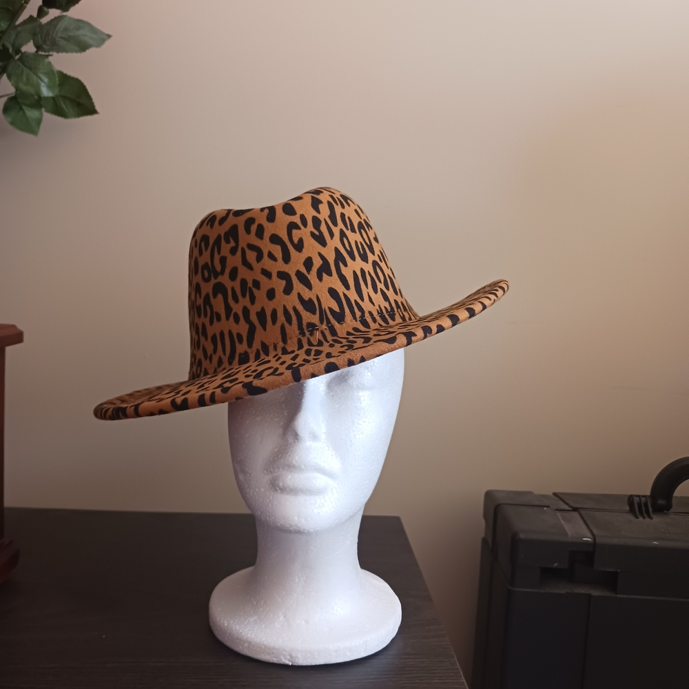 Leopard Print Fedora Hat - Picture 3 of 4